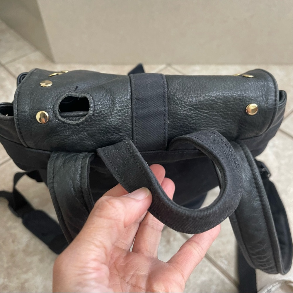 Fiocci Black‎ Made In Italy Backpack  Pockets Leather & Canvas Adjustable Straps - Picture 6 of 14